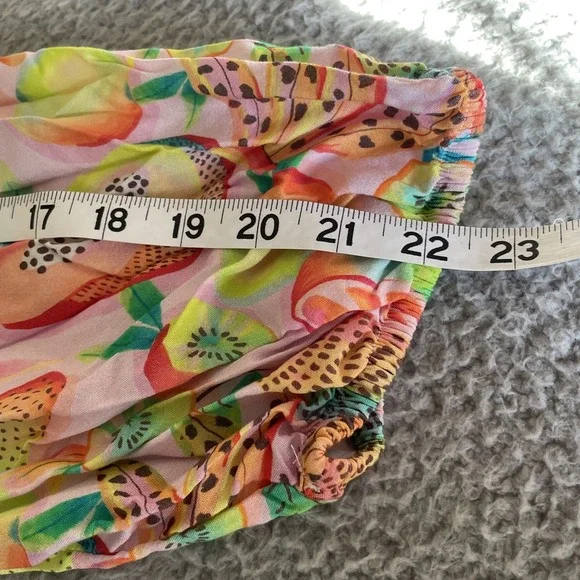 Farm Rio Wrap Blouse Womens XL Pink Rainforest Print Colorful summery Fairy Comf - Picture 15 of 16